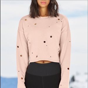 Alo Cadence Grommet Cropped Sweatshirt NWT Pink